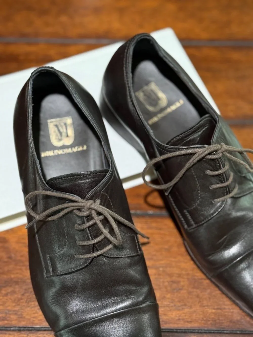 size 7 1/2 M Bruno Magli black lace up dress shoes mens oxford‎ 7.5